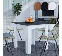 Miadomodo® Table à Manger - Carée, 80x80x76,5 cm, pour 4 Personnes, en MDF, Contemporaine, Finition Blanc/Noir/Noyer - pour Salle à Manger, Salle de Séjour, Cuisine (Noir)