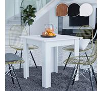 Miadomodo® Table à Manger - Carée, 80x80x76,5 cm, pour 4 Personnes, en MDF, Contemporaine, Finition Blanc/Noir/Noyer - pour Salle à Manger, Salle de Séjour, Cuisine (Blanc)