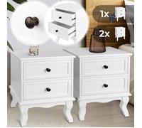 MIADOMODO® Table de Chevet - Lot de 2, 34x29.5x50 cm, 2 Tiroirs, Bois et MDF, Blanc - Table de Nuit, Meuble de Chambre à Coucher