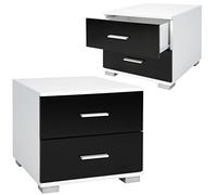 Miadomodo® Table de Chevet - Lot de 2, 40 x 40 x 35 cm, avec 2 Tiroirs, en MDF Mélaminé, Couleur au Choix - Table de Nuit, Meuble de Chambre à Coucher, de Rangement, Armoire de Chevet Moderne (Noir)
