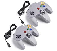 miadore 2 PCS Manette USB Classic N64,manette joystick Gamepad rétro N64 pour PC Windows, Mac,Raspberry Pi 3 (Gris)