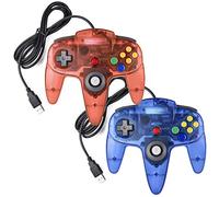 miadore 2 PCS Manette USB N64 pour jeux N64 (Rouge clair + Bleu clair)
