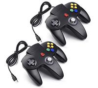 miadore 2x Manette de Jeu 64 N64 USB Classique Gamepad Joystick pour Windows PC Mac (Noir 2 Pack)