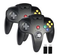 miadore Lot de 2 Manette sans fil N64 Pro pour Switch/Switch 2/Switch Lite/Switch OLED, récepteur USB 2,4 GHz, Plug & Play, Manette Switch compatible PC Windows, Mac et Raspberry Pi (noir)