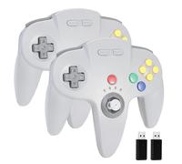 miadore Lot de 2 Manette sans fil N64 Pro pour Switch/Switch 2/Switch Lite/Switch OLED, récepteur USB 2,4 GHz, Plug & Play, Manette Switch compatible PC Windows, Mac et Raspberry Pi (gris)