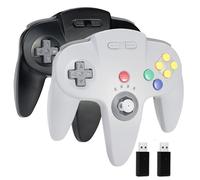 miadore Lot de 2 Manette sans fil N64 Pro pour Switch/Switch 2/Switch Lite/Switch OLED, récepteur USB 2,4 GHz, Plug & Play, Manette Switch compatible PC Windows, Mac et Raspberry Pi (Noir + Gris)