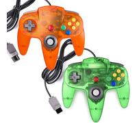 miadore Lot de 2 manettes filaires classiques 64 pour console de jeu vidéo N64 (vert jungle et orange)