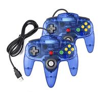 Miadore Lot de 2 manettes USB rétro N64 pour PC Windows MAC Linux Bleu clair