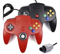 miadore Lot de 2 Rétro N64 câblé Manette,Plug & Play,Joystick Manette de jeu pour console N64 (Noir/Rouge)
