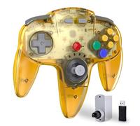 miadore Manette sans fil N64 pour consoles Switch 1/2/OLED/Lite/N64, USB 2,4 GHz et récepteur N64, Plug & Play, compatible avec PC Windows, iOS, Mac, Raspberry Pi et Switch Online (Jaune Clair)