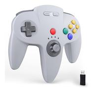 miadore Manette sans fil Switch N64 pour Switch 1/2/OLED/Lite,Plug & Play | Manette PC avec récepteur USB 2,4 GHz,batterie 500 mAh,vibration intégrée,compatible avec PC,Mac iOS,Raspberry Pi (Gris)