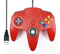 miadore Manette USB Classic N64,manette joystick Gamepad N64 compatible avec PC Windows,Mac,Linux,Raspberry Pi 3 (rouge)