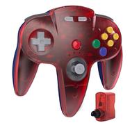 miadore Wireless N64 Controller avec récepteur 2,4 GHz, compatible avec console N64 (rouge clair)