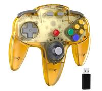 miadore Wireless USB N64 Controller, 2.4G USB gamepad pour PC Windows, Mac, Raspberry Pi et switch (Transparent jaune)