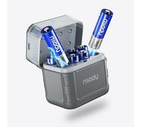 Miady Lot de 8 piles au lithium AA rechargeables avec chargeur, 3000 mWh haute capacité 1,5 V, 2000 cycles, batterie AA Li-Lion avec boîte de rangement intégrée