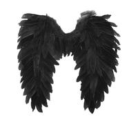 Miaeowve Ailes de Plumes Ange pour Enfant Adulte Accessoire de Déguisement Maléfique Reine Sorcière Costume Carnaval Halloween Cosplay Taille D Noir A Taille unique