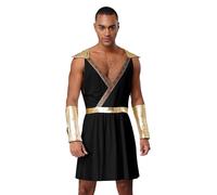 Miaeowve Déguisement Empereur Romain Homme Costume de Dieu Grec Cosplay Halloween Carnaval Fête Jeu de Role S-3XL Noir 3XL
