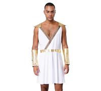 Miaeowve Déguisement Empereur Romain Homme Costume de Dieu Grec Cosplay Halloween Carnaval Fête Jeu de Role S-3XL Blanc S