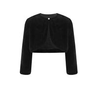 Miaeowve Enfant Fille Boléro Princesse Mariage en Faux Fourrure Cardigan Manches Longues Cache-Nez d'hiver Veste Chaude Courte Manteau pour Robe Soirée Fête Noir 7-9 Ans