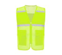 Miaeowve Homme Gilet de Haute Visibilité Gilets de Securité Standard sans Manches Gilet Réfléchissant Zippé Gilets de Signalisation Vêtements de Travail M-5XL Jaune Fluo XL