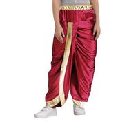 Miaeowve Pantalon Kurta Dhoti Enfant Garçon Pantalon Dhoti Elastique Prêt à l'Emploi Pantalons Indien Arabe Cosplay Halloween Carnaval 5-16 Ans Bourgogne 5-6 ans