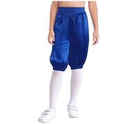 Miaeowve Pantalon Médiéval Vintage Enfant Fille Garçon Cosplay Renaissance Short Pantalon Court Costume Colonial Pantalon de Pirate Viking Médiéval 5-16 Ans Bleu royal 13-14 ans