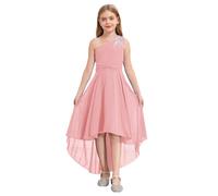 Miaeowve Robe de Soirée Enfant Fille Carnaval Robe Princesse Une Epaule à Strass Plissé Robe Demoiselle d'honneur Mariage Cérémonie Robe de Fête Bal 6-16 Ans Rose 9-10 Ans