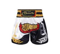Miaeowve Shorts de Boxe Thaï pour Enfants Garçon Fille Short Muay Thai MMA Kickboxing Pantalon Court Fitness Training Fight Short Sport Fitness Musculation 5-16 Ans Blanc Noir 13-14 Ans