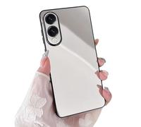 Miagon Noir Cadre Caméra Objectif Protection Miroir Coque pour Samsung Galaxy S25 Edge,Housse Clair Brillant Maquillage Mirror Effet Rigide PC Mince Bumper Etui Cover Coquille