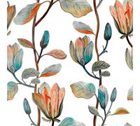 MIAHOME Papier peint autocollant motif feuille vintage Memagnolia 45 cm x 2 m, papier peint de contact pour armoires et tiroirs, papier peint amovible en vinyle pour armoires et tiroirs, papier peint