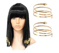 Miaija Ensemble de 3 pièces pour déguisement de Cléopâtre avec perles dorées Scorpion et bracelets supérieurs serpent pour femme Halloween Décoration de fête vintage