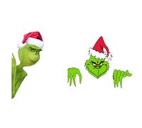 Miaija Lot de 2 autocollants amusants pour fenêtre de voiture Grinch - Motif Grinch - Décoration de fête de Noël pour voiture en verre