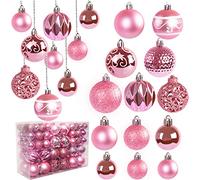 Miaikoe 100pcs Boules de Noël décoration Sapin de Noël Pack Boules Anti - bris pour la Maison (Couleur Rose)