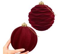 Miaikoe 2 PCS Grandes Boules de Noël en Velvet Ornaments Ensemble de Suspension à l'épreuve pour Les décorations de fête de l'arbre de Noël (Bourgogne, 15 cm)