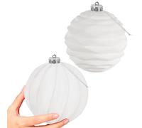 Miaikoe 2 PCS Grandes Boules de Noël en Velvet Ornaments Ensemble de Suspension à l'épreuve pour Les décorations de fête de l'arbre de Noël (Blanc, 15 cm)