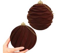Miaikoe 2 PCS Grandes Boules de Noël en Velvet Ornaments Ensemble de Suspension à l'épreuve pour Les décorations de fête de l'arbre de Noël (Marron, 15 cm)