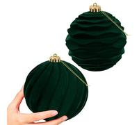Miaikoe 2 PCS Grandes Boules de Noël en Velvet Ornaments Ensemble de Suspension à l'épreuve pour Les décorations de fête de l'arbre de Noël (Vert foncé, 15 cm)