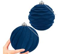 Miaikoe 2 PCS Grandes Boules de Noël en Velvet Ornaments Ensemble de Suspension à l'épreuve pour Les décorations de fête de l'arbre de Noël (Bleu, 15 cm)