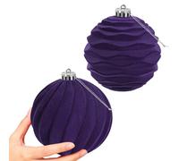 Miaikoe 2 PCS Grandes Boules de Noël en Velvet Ornaments Ensemble de Suspension à l'épreuve pour Les décorations de fête de l'arbre de Noël (Violet, 15 cm)