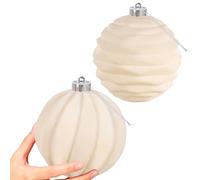 Miaikoe 2 PCS Grandes Boules de Noël en Velvet Ornaments Ensemble de Suspension à l'épreuve pour Les décorations de fête de l'arbre de Noël (Beige, 15 cm)