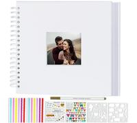 Miaikoe Album de scrapbooking à faire soi-même avec fenêtre à couverture rigide en papier kraft vierge avec 40 feuilles, album photo pour livre d'or, anniversaire de mariage de famille, blanc