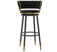 MiaJJooLi 360° Rotation Tabouret à Levier de Hauteur Chaise de Bar en Velours avec Dos 1 Tabouret Haut avec des Jambes dorées/Noires/métalliques pour la Cuisine familiale Island Breakfast Bar