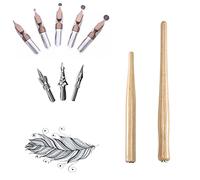 MiaLover Lot de 10 plumes d'écriture, porte-plume avec plume pour bande dessinée, porte-plume avec plume avec 2 porte-crayons en bois, 8 plumes pour les caricaturistes et artistes