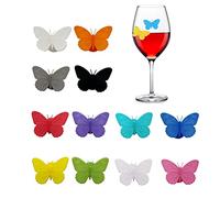 MiaLover Lot de 12 marque-verres à vin en forme de papillon - Réutilisables - Marqueurs de boisson - Pour les fêtes