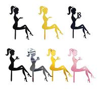 MiaLover Lot de 14 décorations à talons hauts en acrylique pour gâteau - Silhouette féminine - Décoration pour mariage, fiançailles, fête d'anniversaire