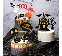 MiaLover Lot de 15 décorations de gâteau Halloween pour Halloween - Décoration pour gâteau d'Halloween - Décoration de gâteau - Motif citrouille