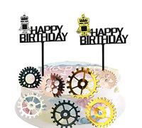 MiaLover Lot de 16 décorations de gâteau en forme de robots - Pour anniversaire - Décoration de gâteau - Pour enfant - Pour fête d'anniversaire ou de fête