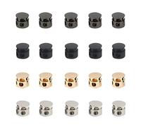 MiaLover Lot de 20 bouchons de fermeture - Embout en métal - Fermeture de cordon - Avec 2 trous - Pour cordons, vêtements, sac à dos, vêtements de sport, paracorde (4 couleurs)