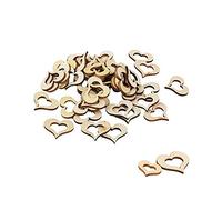MiaLover Lot de 200 mini cœurs en bois creux en forme de cœur en bois pour bricolage, artisanat, mariage, Noël - 1 cm - 2 cm