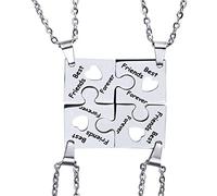 MiaLover Lot de 4 colliers Best Friends Forever en acier inoxydable Puzzle promesse porte-clés BFF bijoux cadeaux pour femmes adolescentes, Acier inoxydable